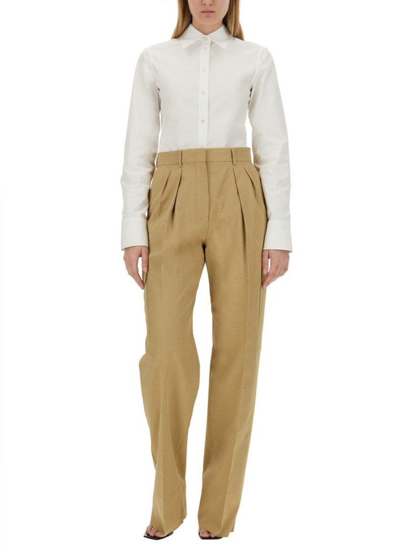 Sportmax High-Waisted Brown Straight-Leg Cargo Pants