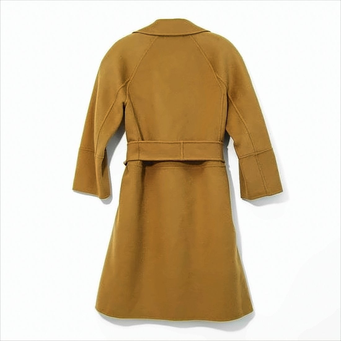 Max Mara Knee-Length Wool Coat With Wide Lapel And Self-Tie Belt