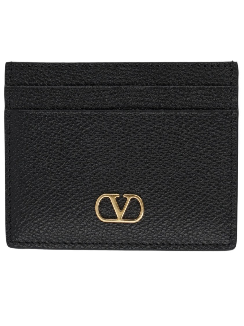 Valentino Garavani Vlogo Signature Textured Calf Leather Card Holder
