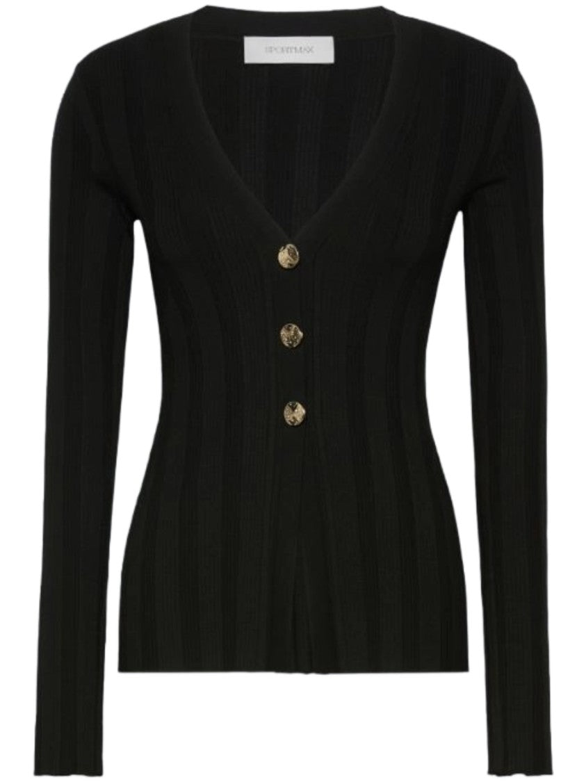 Sportmax Black Spxlaser Ribbed Knit Cardigan