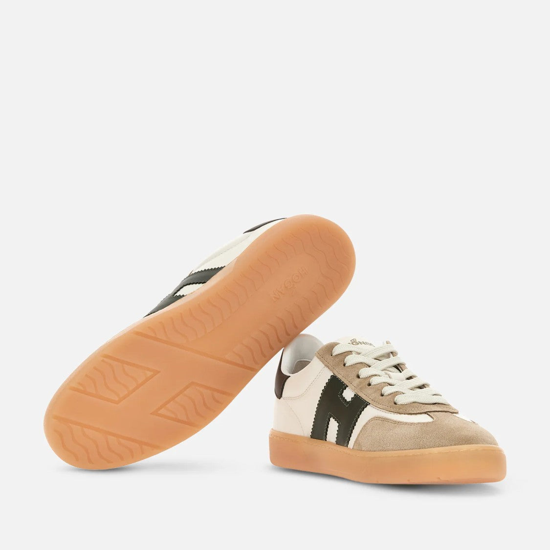Hogan Lace-Up Sneakers With Beige Suede Overlays