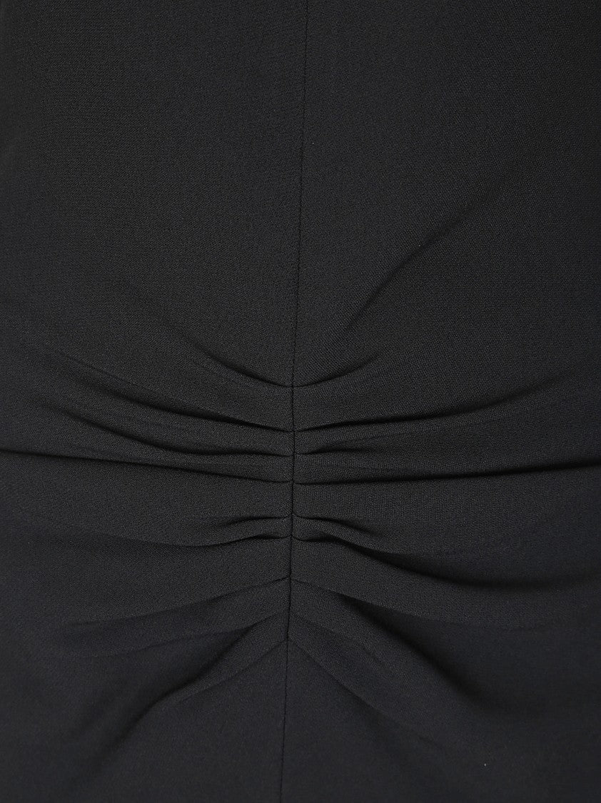 Victoria Beckham Short Sleeves Long Dress With Gathered Front