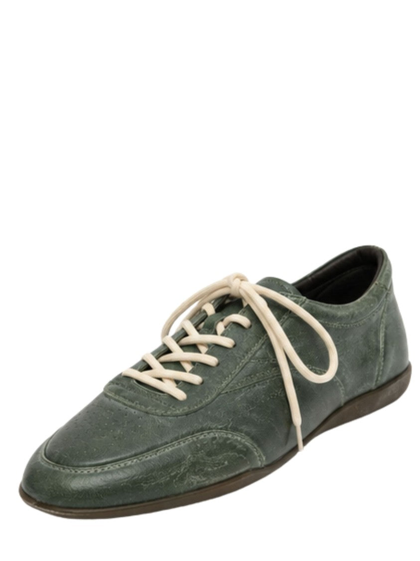 Namacheko Osterly Distressed Green Leather Sneakers