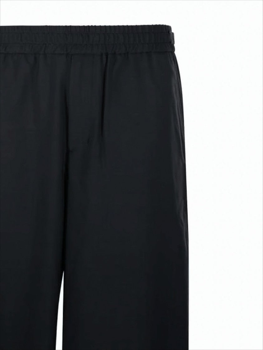Ami Paris Wide-Leg Wool Pants With Elastic Waistband