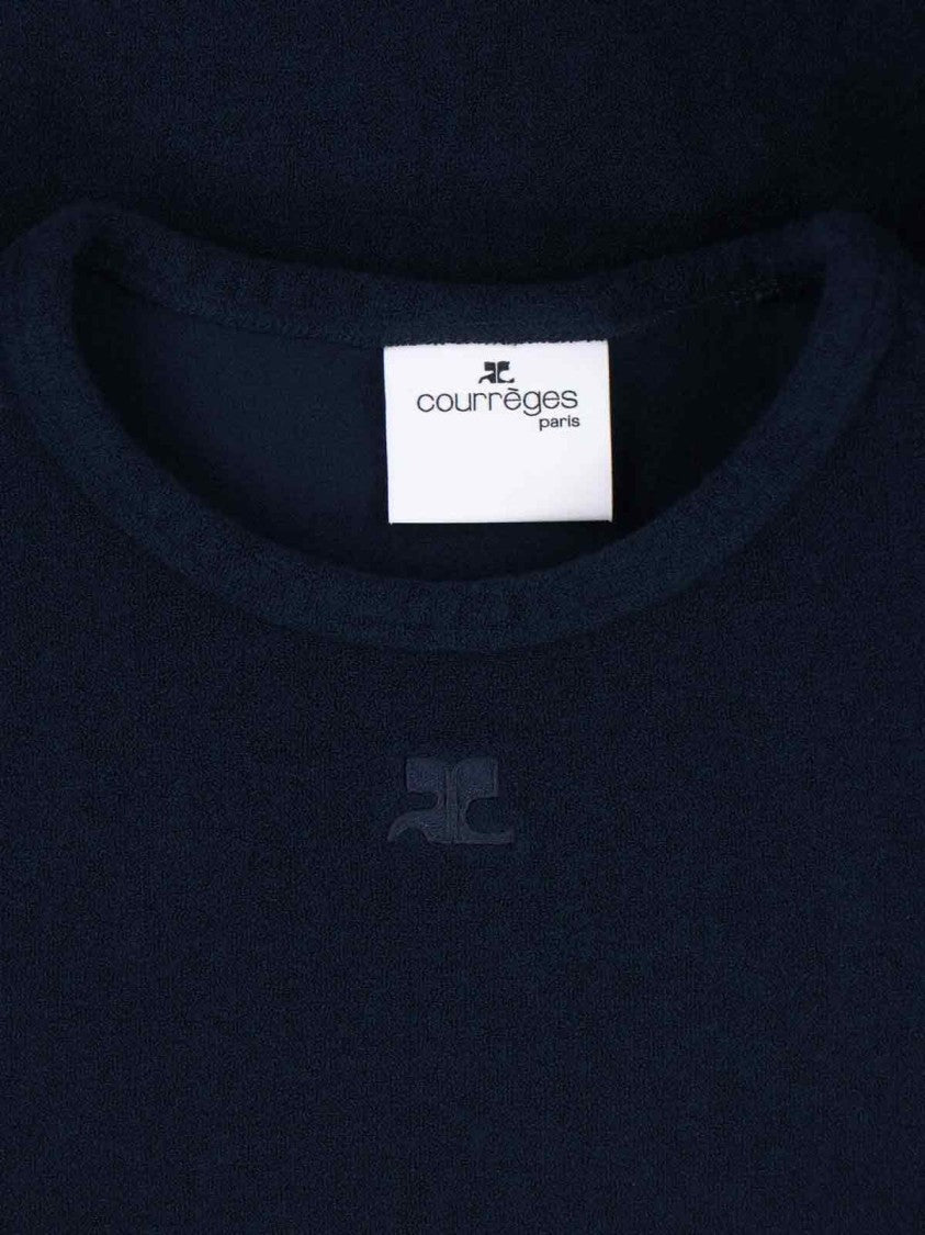 Courrèges Tone-On-Tone Logo T-Shirt – Navy Blue