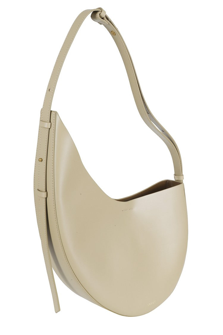 Soeur Beige Winona Front-Logo Zip-Pouch Leather Shoulderbag