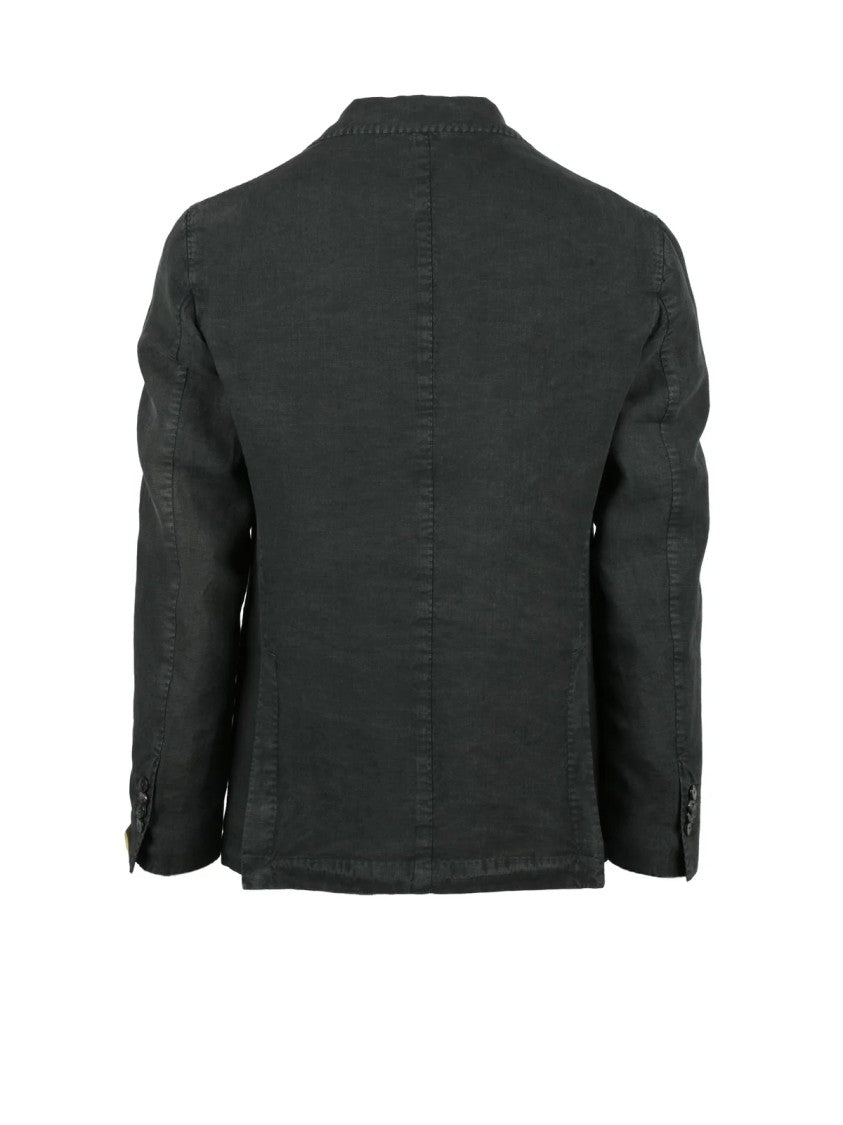L.B.M. 1911 Forest Green Linen Rounded Blazer