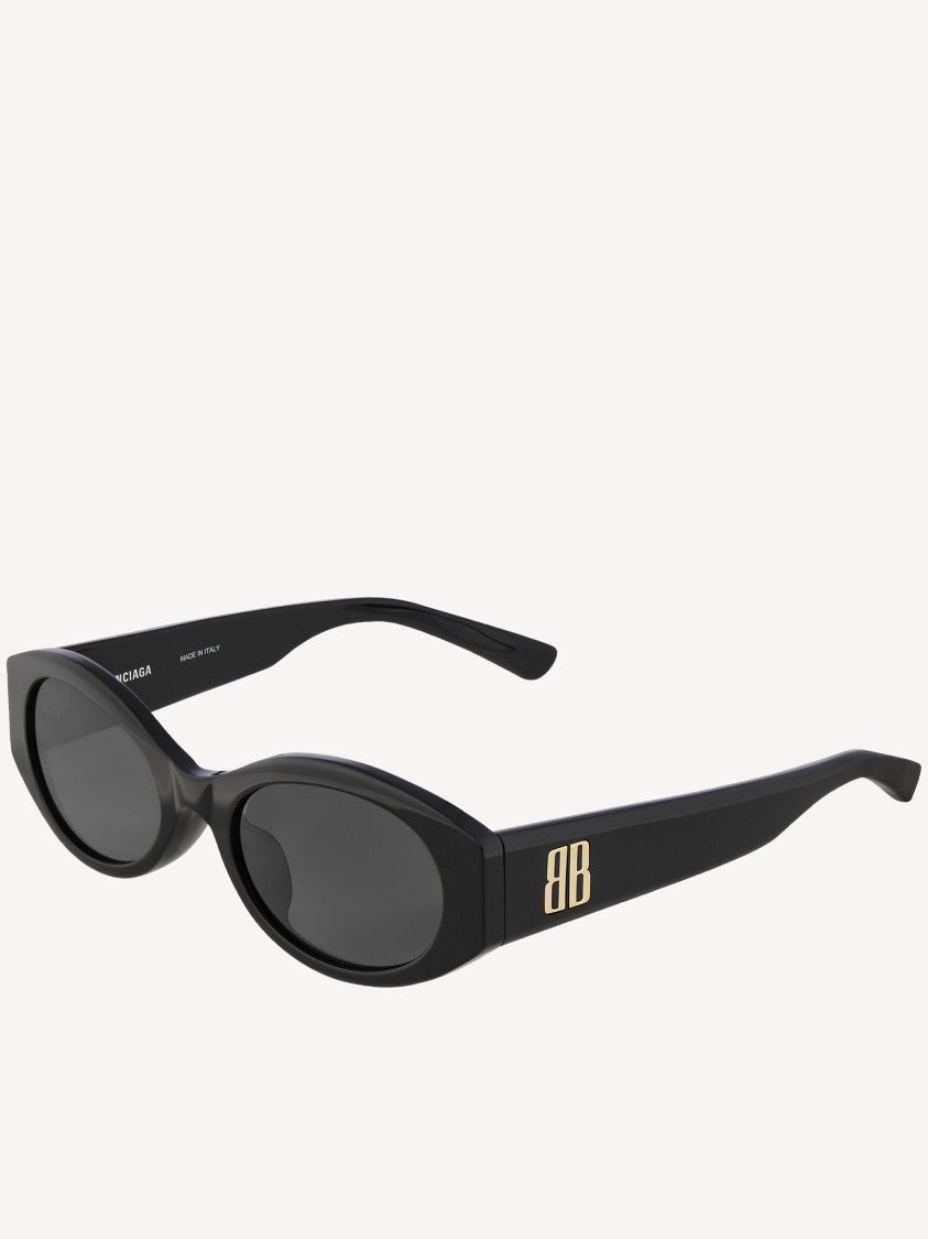 Balenciaga Black Narrow Oval Sunglasses