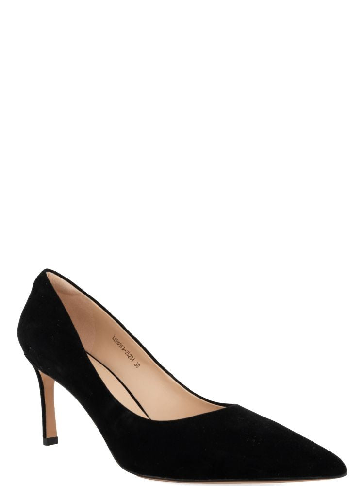 Linda Baumann Black Pointed-Toe Suede Stiletto Pumps