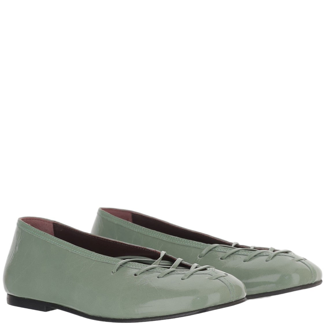 Alohas Green Smooth Leather Flats
