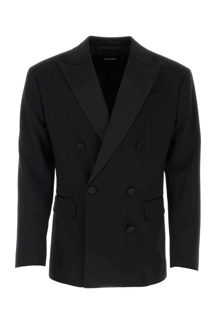 Dsquared2 Black Stretch Wool Dan Db Blazer