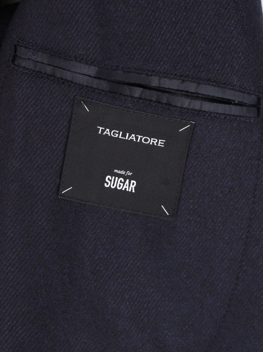 Tagliatore Blue Peak Lapel Virgin Wool Double-Breasted Blazer