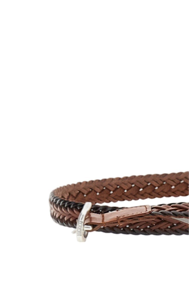 Hereu Bicolor Brown Braided Leather Belt