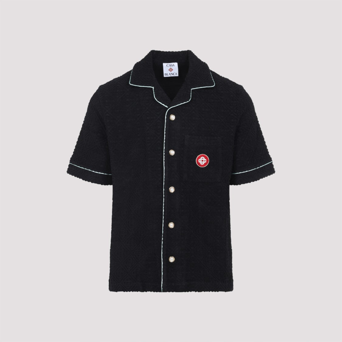 Casablanca Textured Black Shirt With Contrasting Piping