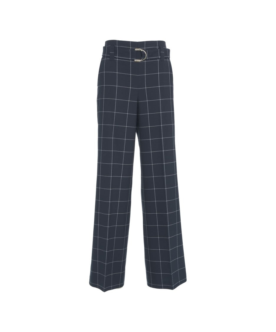 Liu Jo High-Waisted Blue Palazzo Pants With Waist Belt