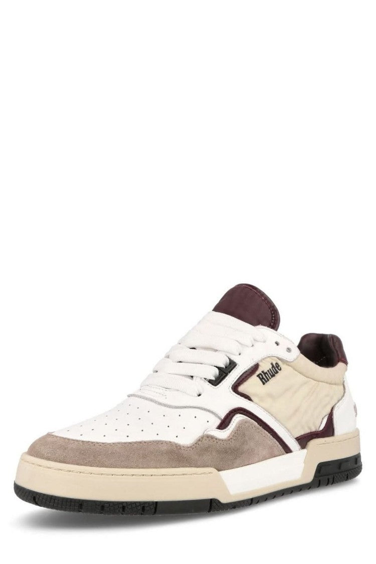 Rhude High-Top Sneaker With Mixed Leather Panels