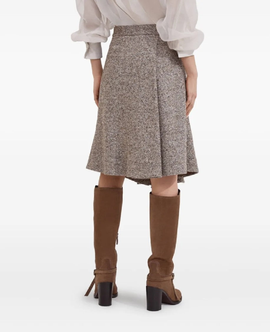 Brunello Cucinelli Knee-Length Skirt With Flared Silhouette And Belt Detail