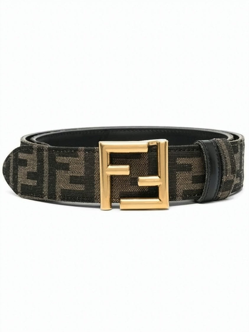 Fendi Monogram Pattern Belt With Double-F Logo Buckle