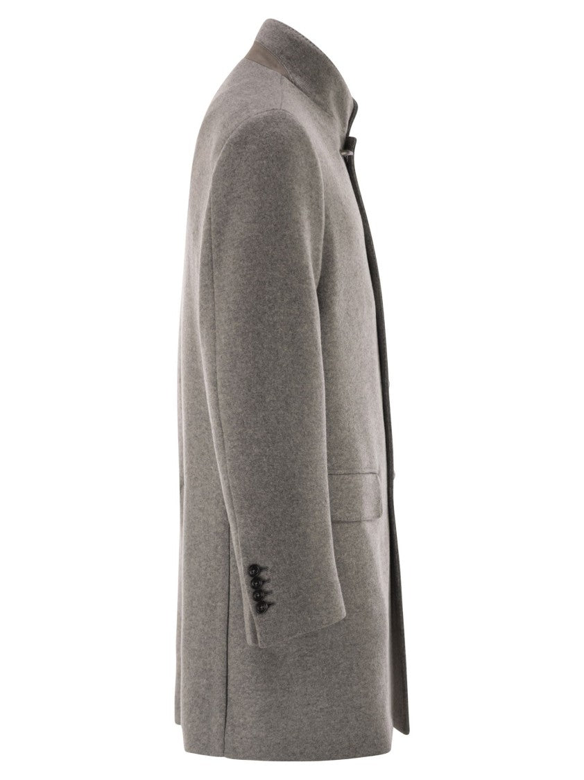 Fay Tailored Grey Wool Blend Coat