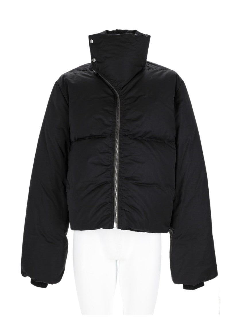 Rick Owens Cropped Padded Jacket With Asymmetrical Zipper And High Collar