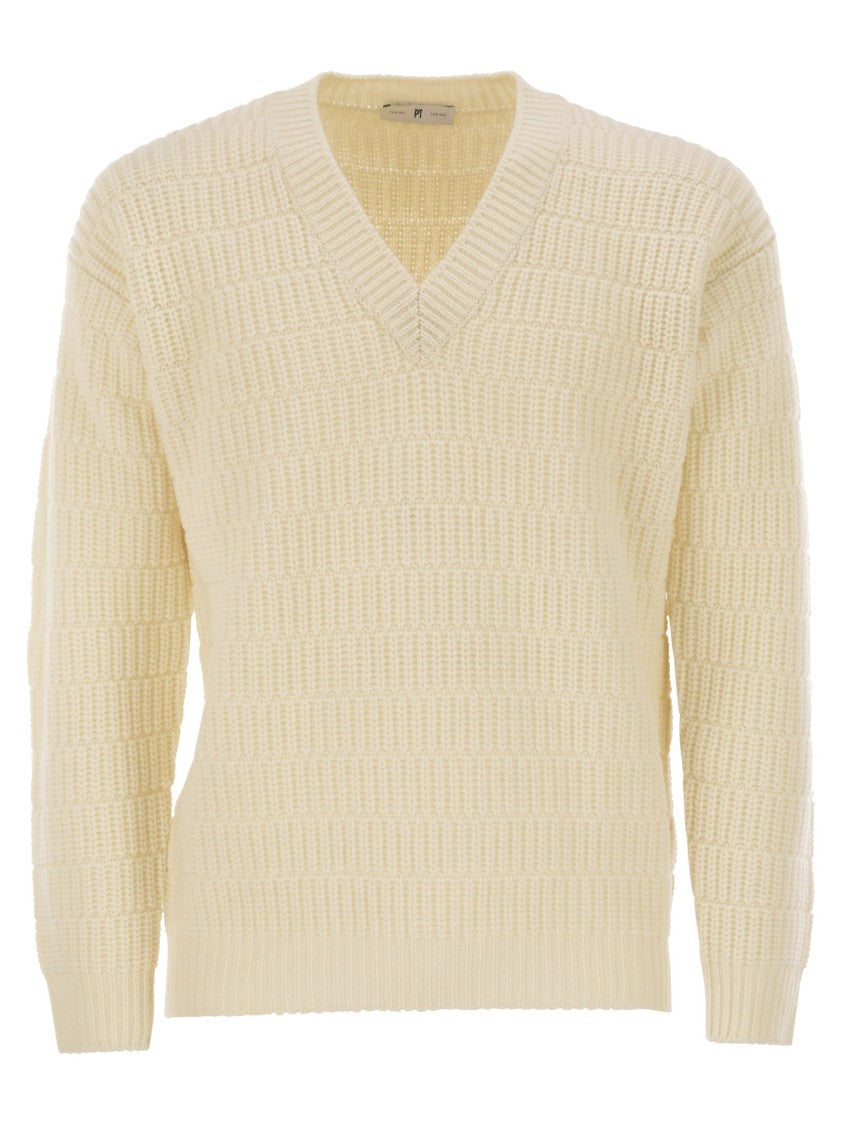 Pt Torino Wool Sweater With V-Neck