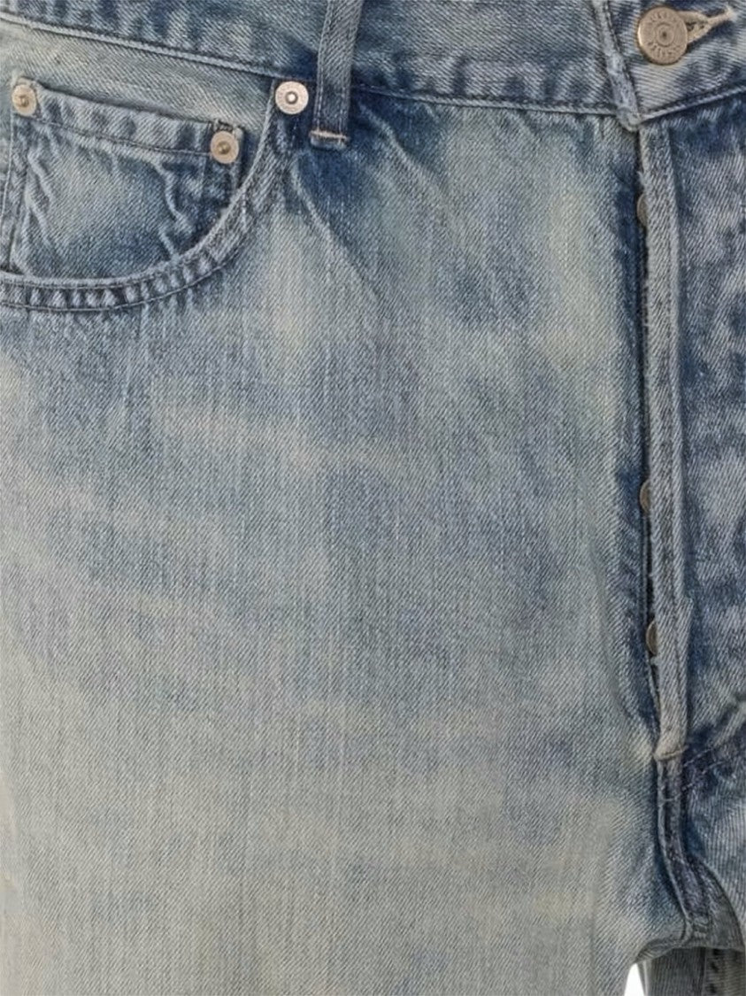 Auralee Relaxed Straight-Leg Denim Pants With Subtle Distressing
