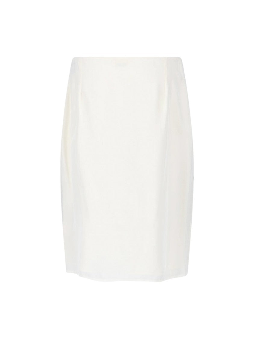 Versace White The Valentine Silk Skirt