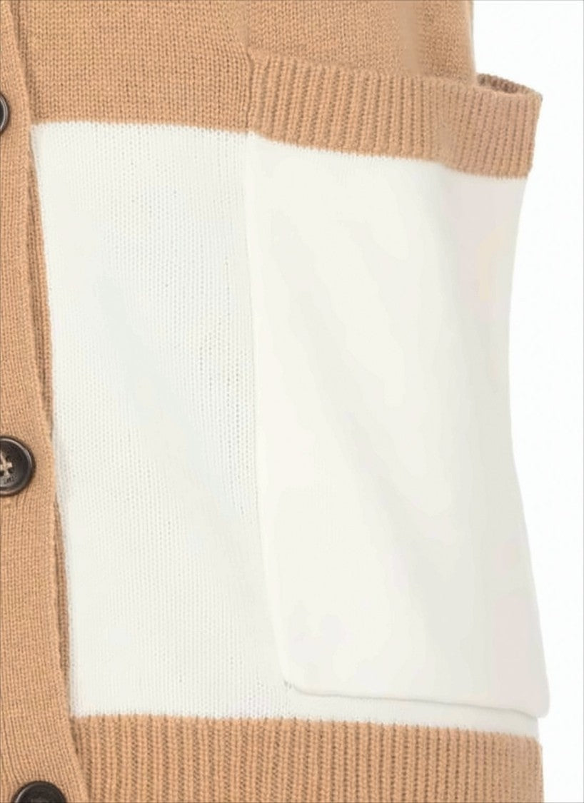 Max Mara Relaxed Fit Cardigan With Geometric Accent Panels