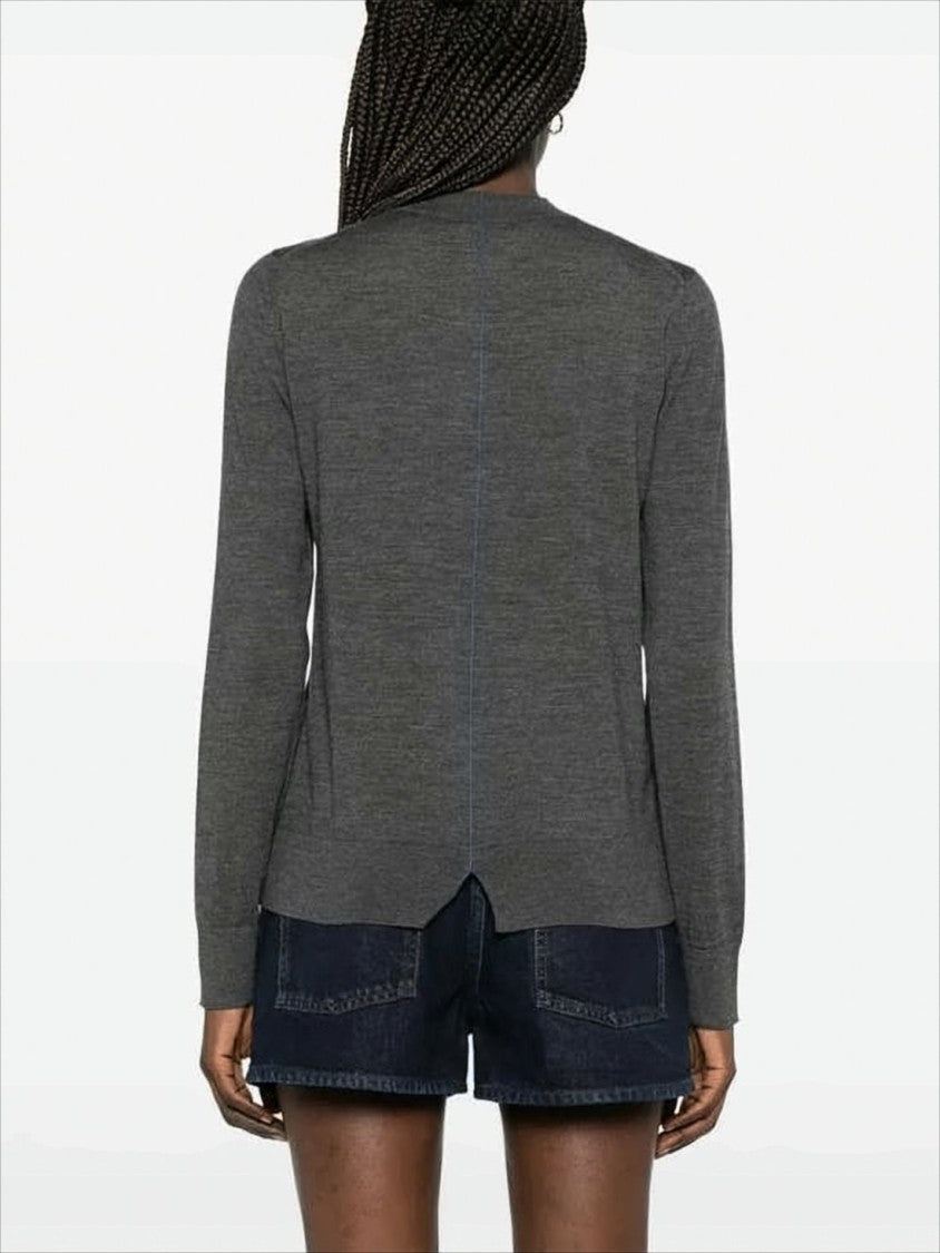 Burberry Fine-Knit Gray Cardigan With Button-Down Front