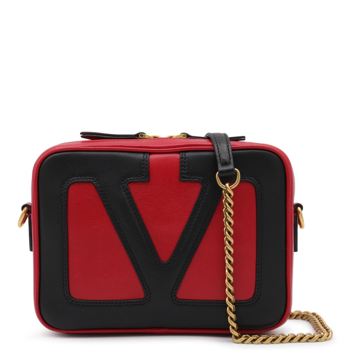 Valentino Garavani Red And Black Leather Crossbody Bag