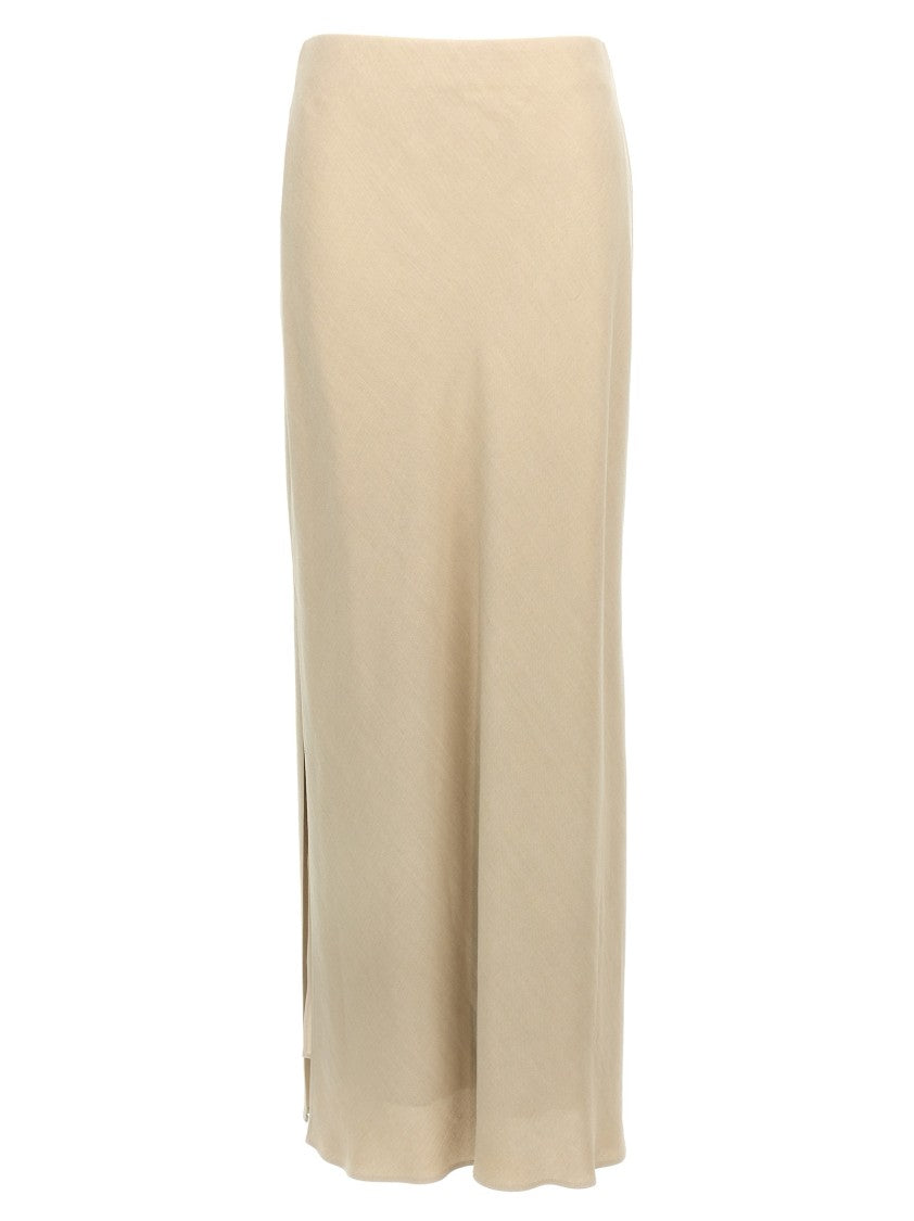 Brunello Cucinelli Floor-Length Slit Skirt With Elastic Waistband