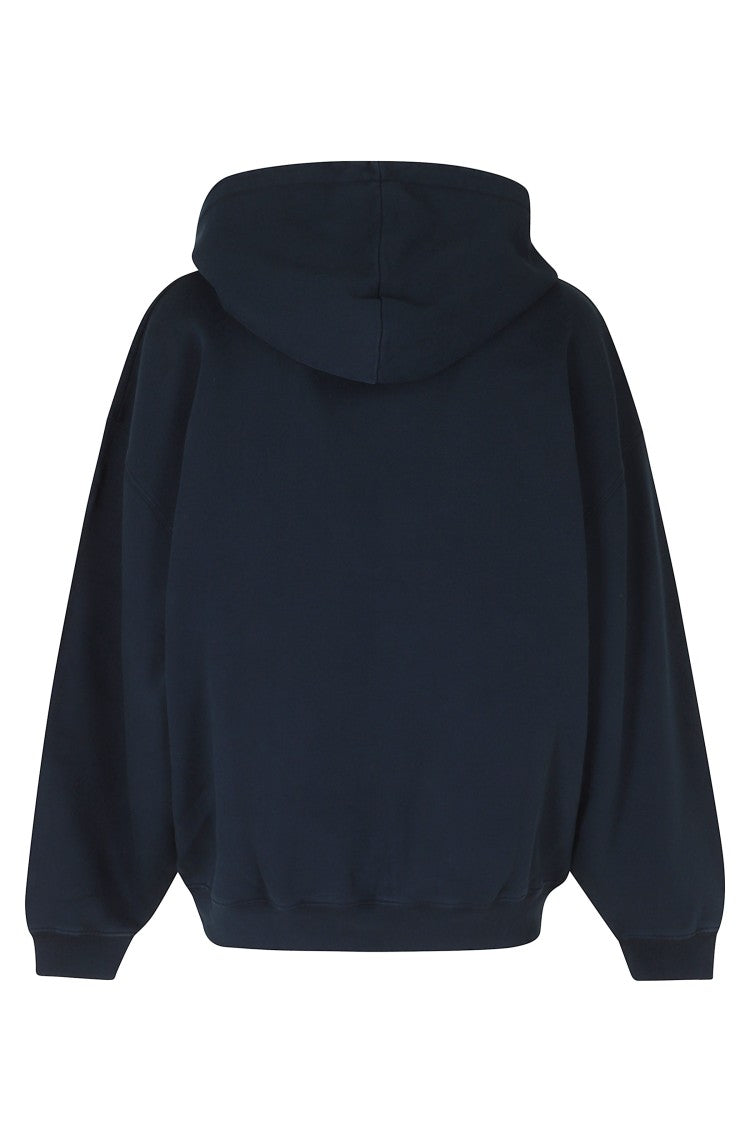 Anine Bing Navy Blue Harvey Oversized Hooded Cotton Sweatshirt