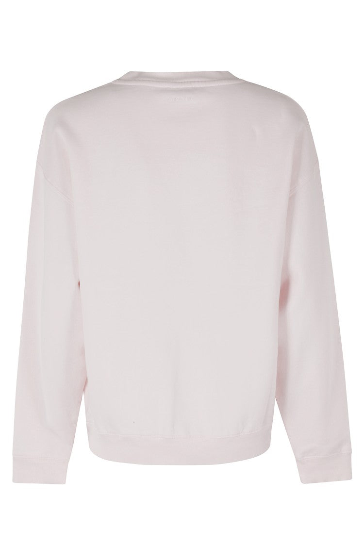 Anine Bing Pink Spencer Front-Bouclé Logo Cotton Sweatshirt