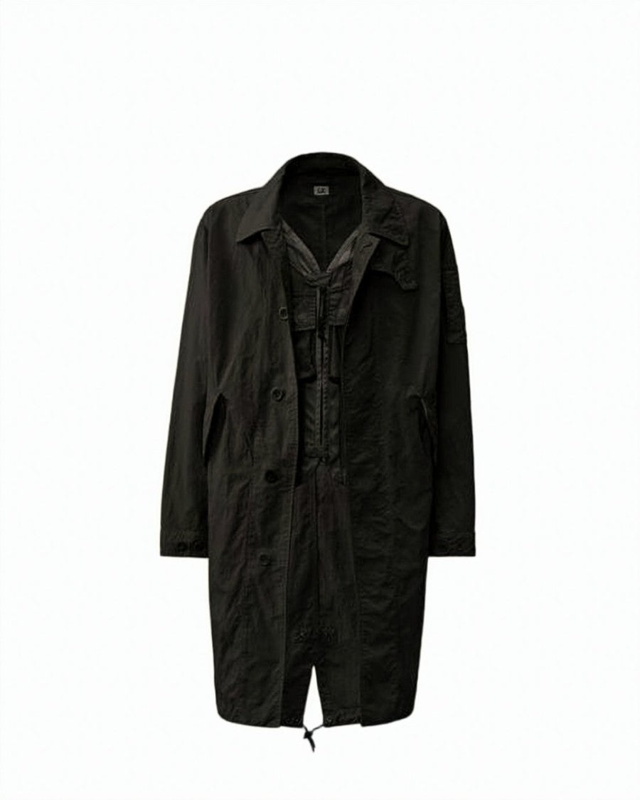 C.P. Company Black Long Silhouette Lightweight Polyamide Jacket