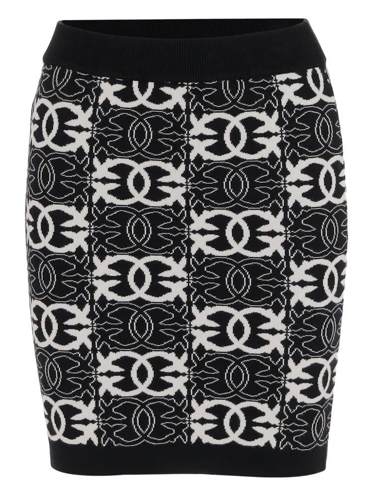 Pinko Fitted Mini Skirt With Geometric Pattern And Contrasting Details