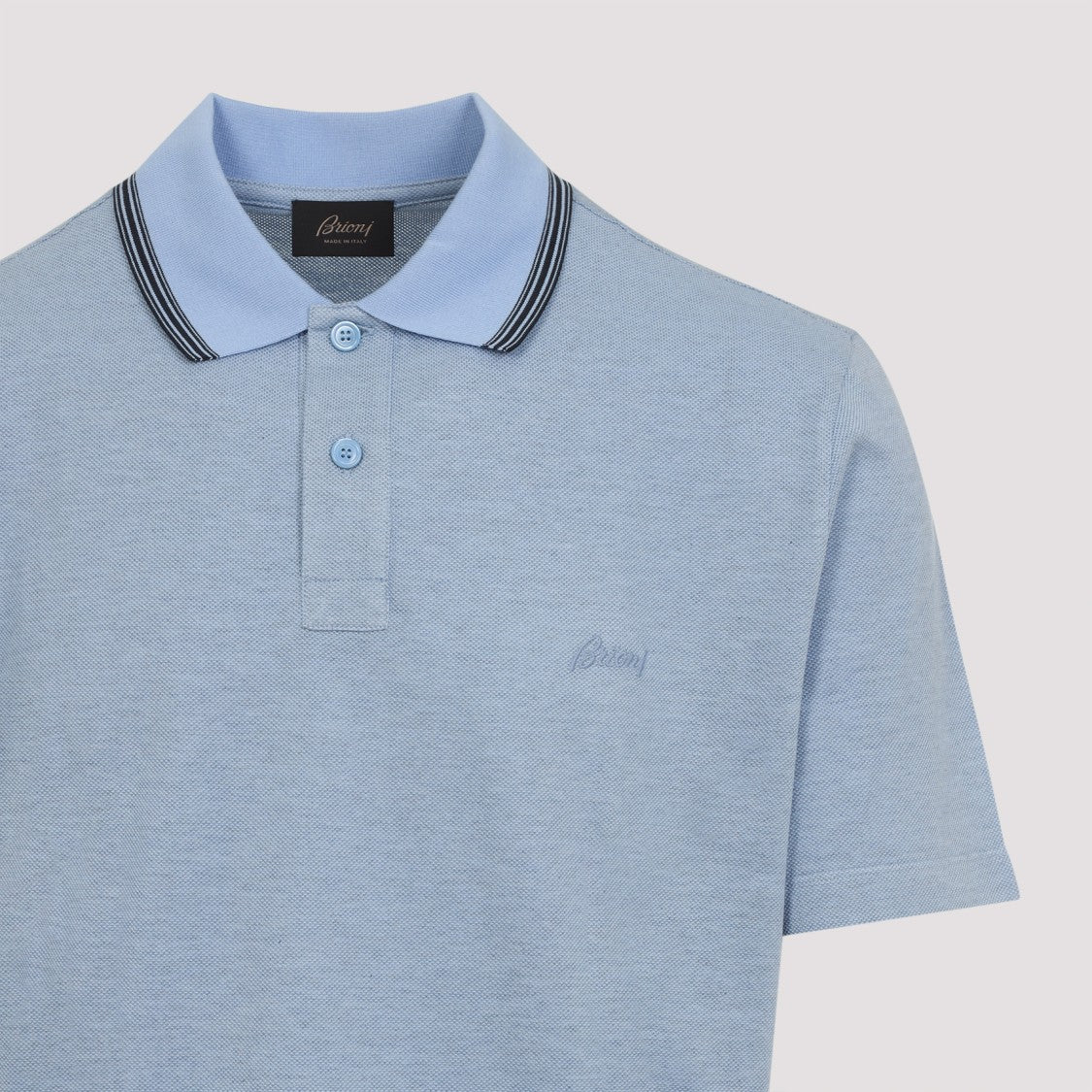 Brioni Lead Sky Blue Cotton Polo