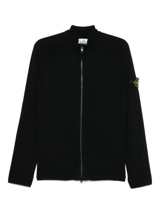Stone Island Zip-Up Knit Jacket With High Collar And Fitted Silhouette