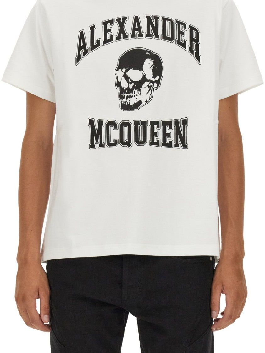 Alexander Mcqueen Skull Logo Cotton T-Shirt
