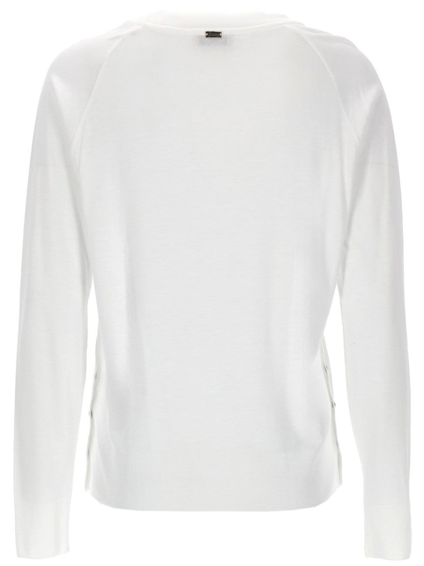 Herno Neutrals Side Buttons Lightweight Long-Sleeve Top