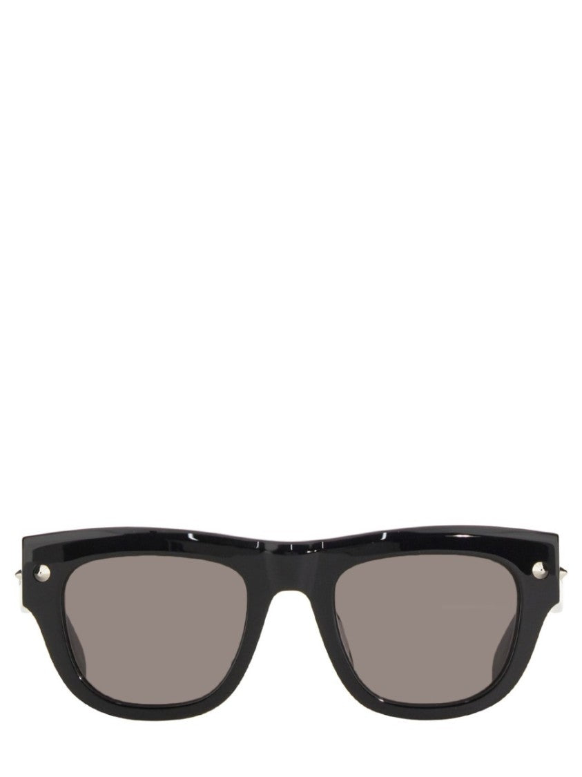 Alexander Mcqueen Angular Black Acetate Sunglasses With Glossy Finish