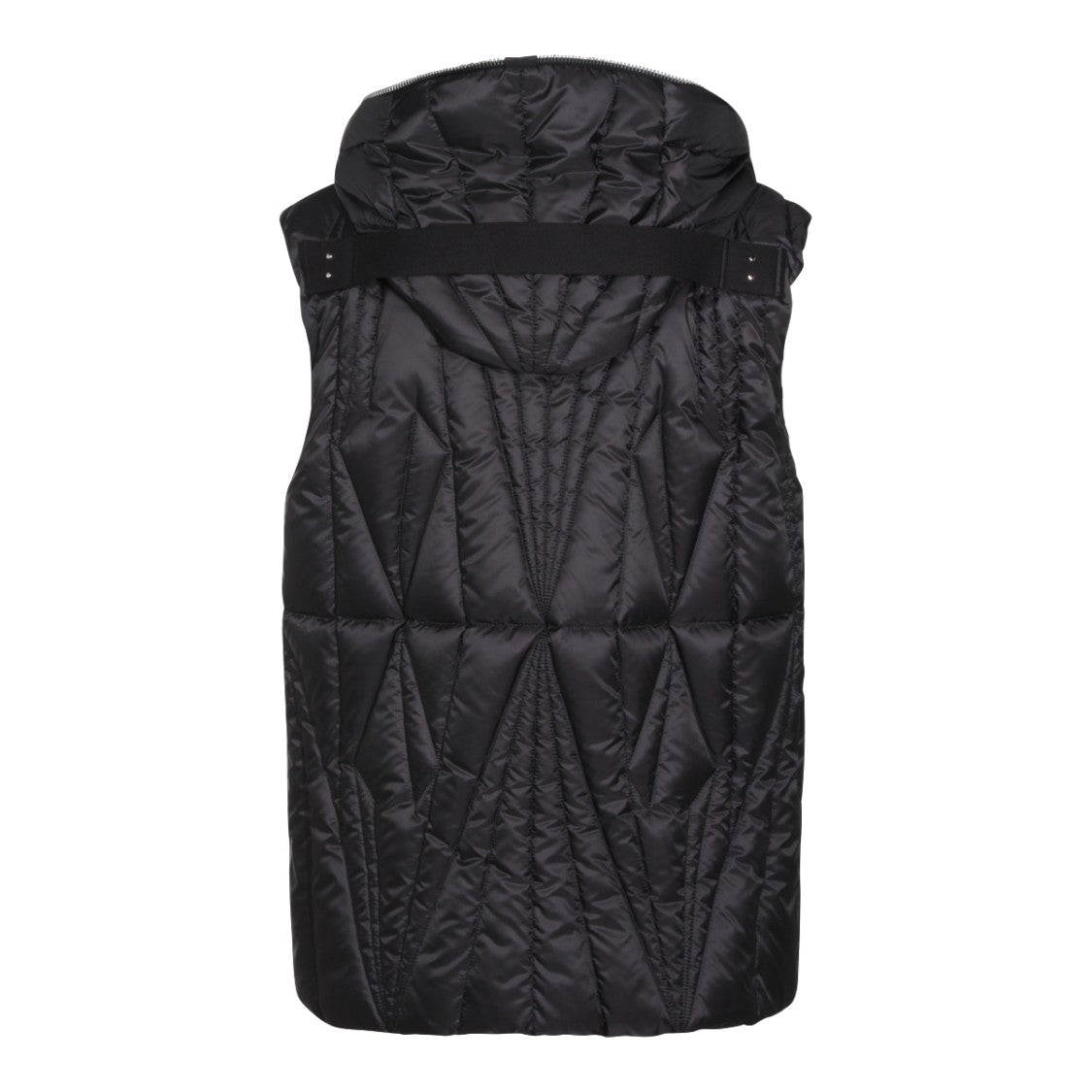 Moncler X Rick Owens Black Geometric Quilted Down Jacket With Hood