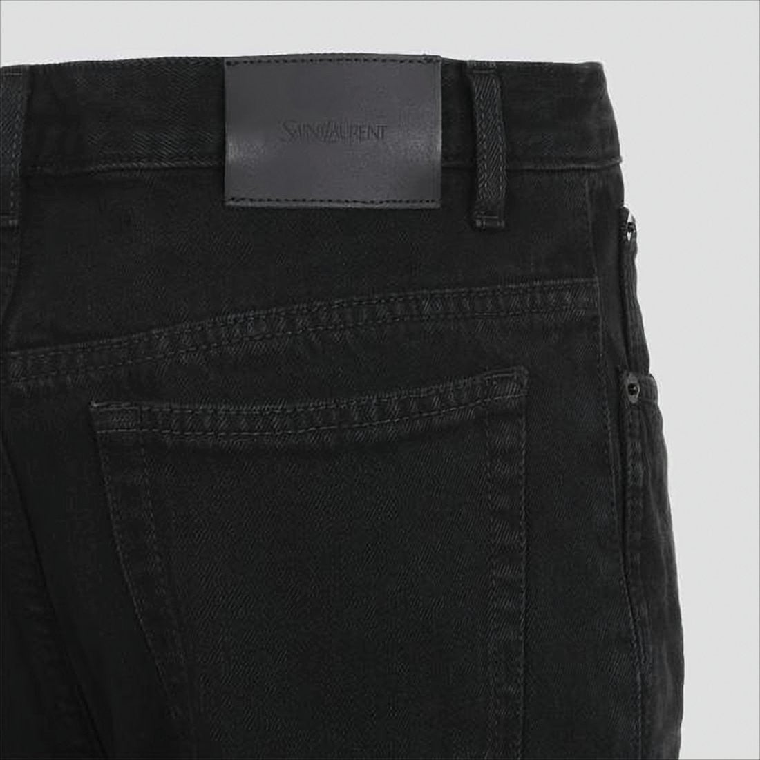 Saint Laurent Straight-Leg Black Denim Pants With Mid-Rise Waist