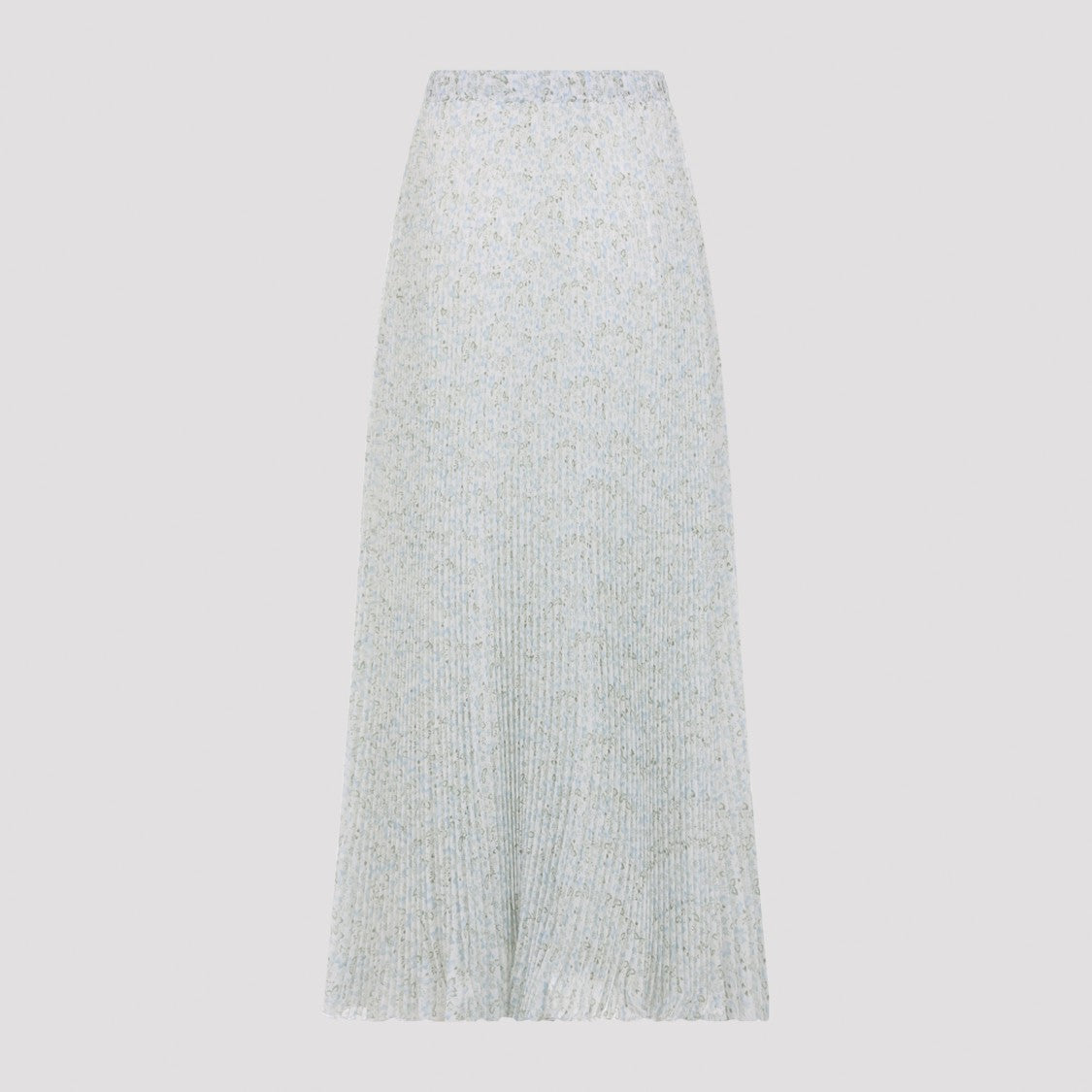 Ermanno Scervino Plisse Printed White Silk Midi Skirt