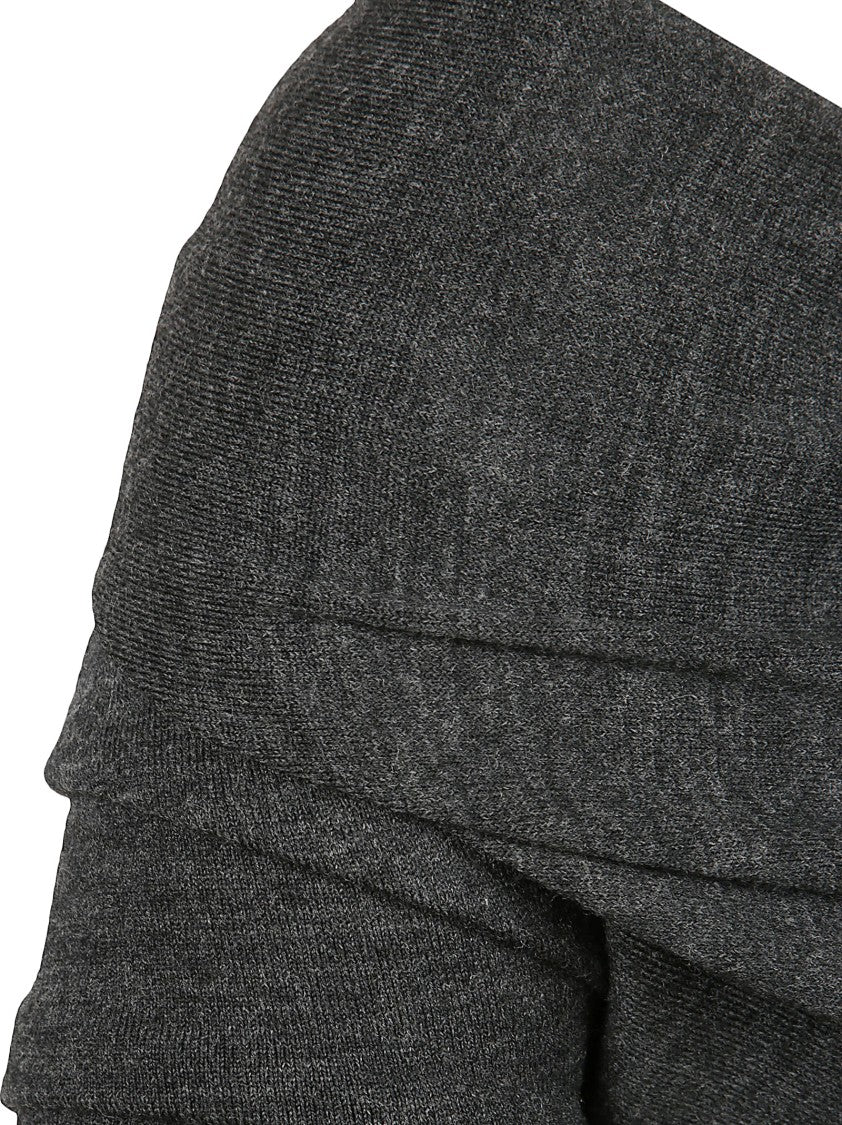 Alberta Ferretti Cropped Asymmetrical Grey Merino Wool Sweater