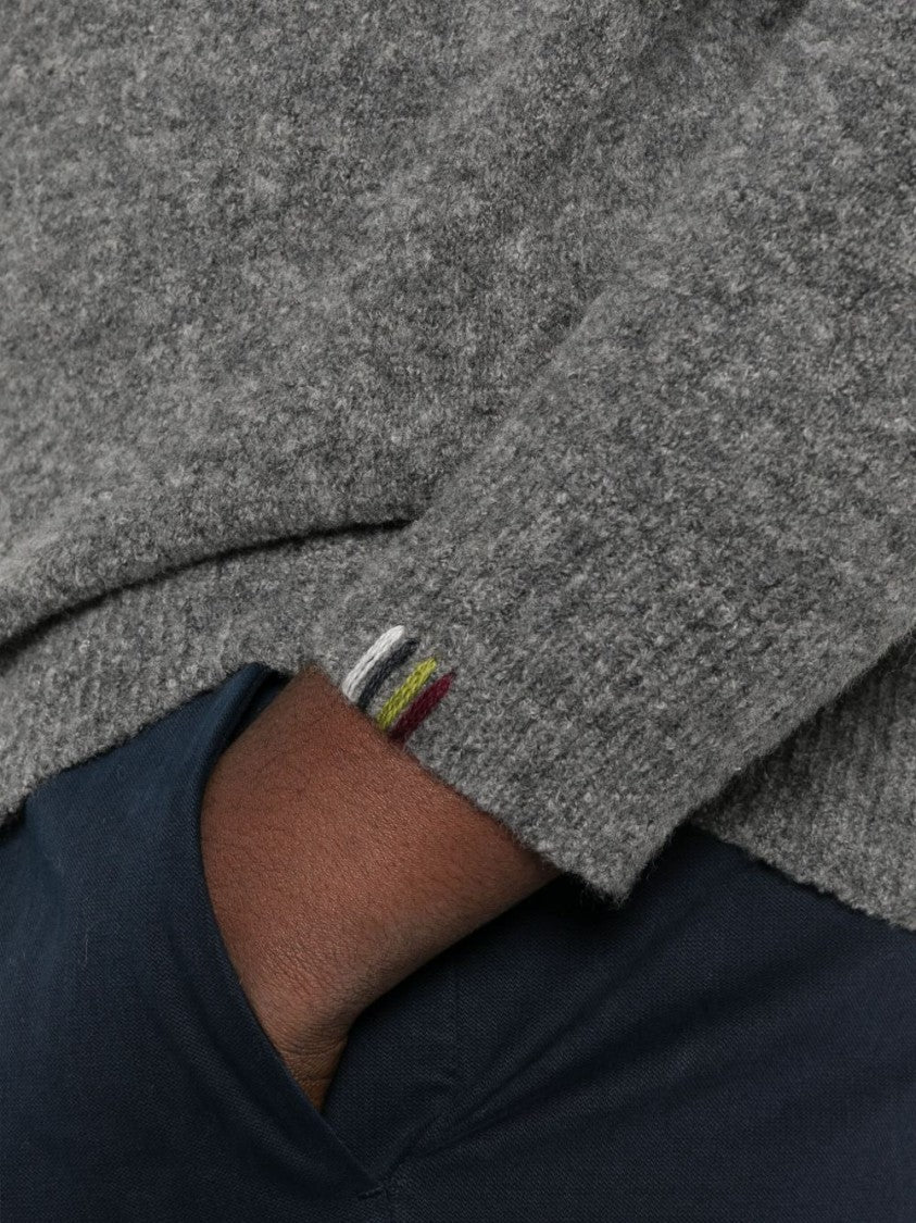 Alpha Studio High-Neck Knit Sweater With Ribbed Cuffs