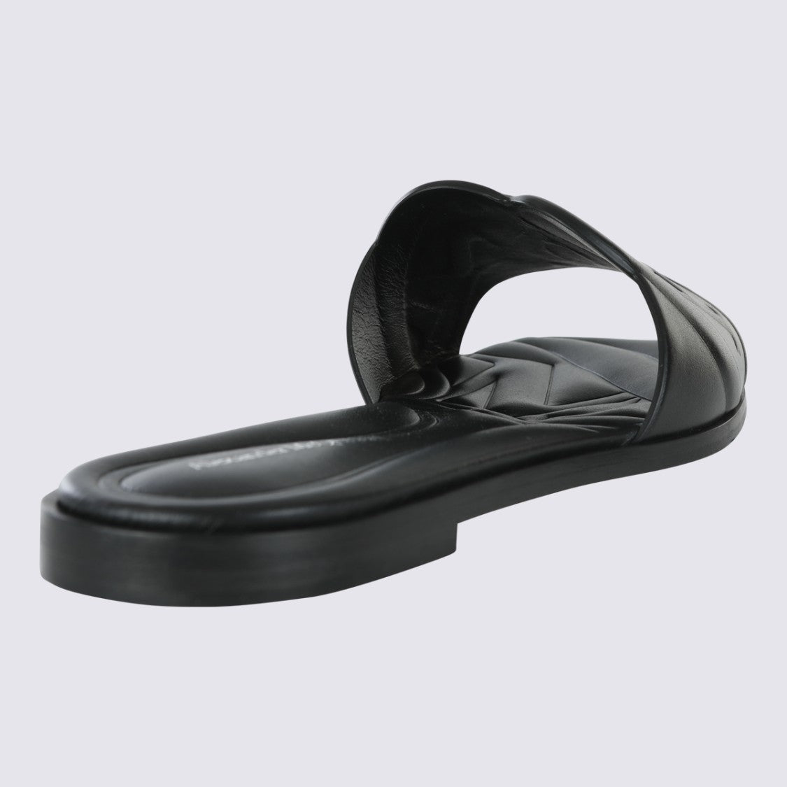 Alexander Mcqueen Minimalist Black Flat Sandals With Embossed Strap