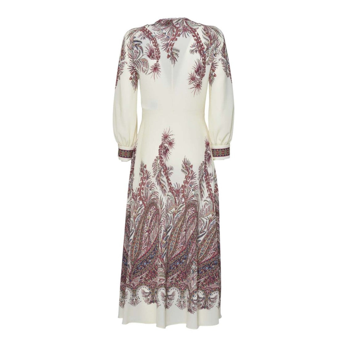 Etro Botanical Print Midi Dress With Puffed Sleeves