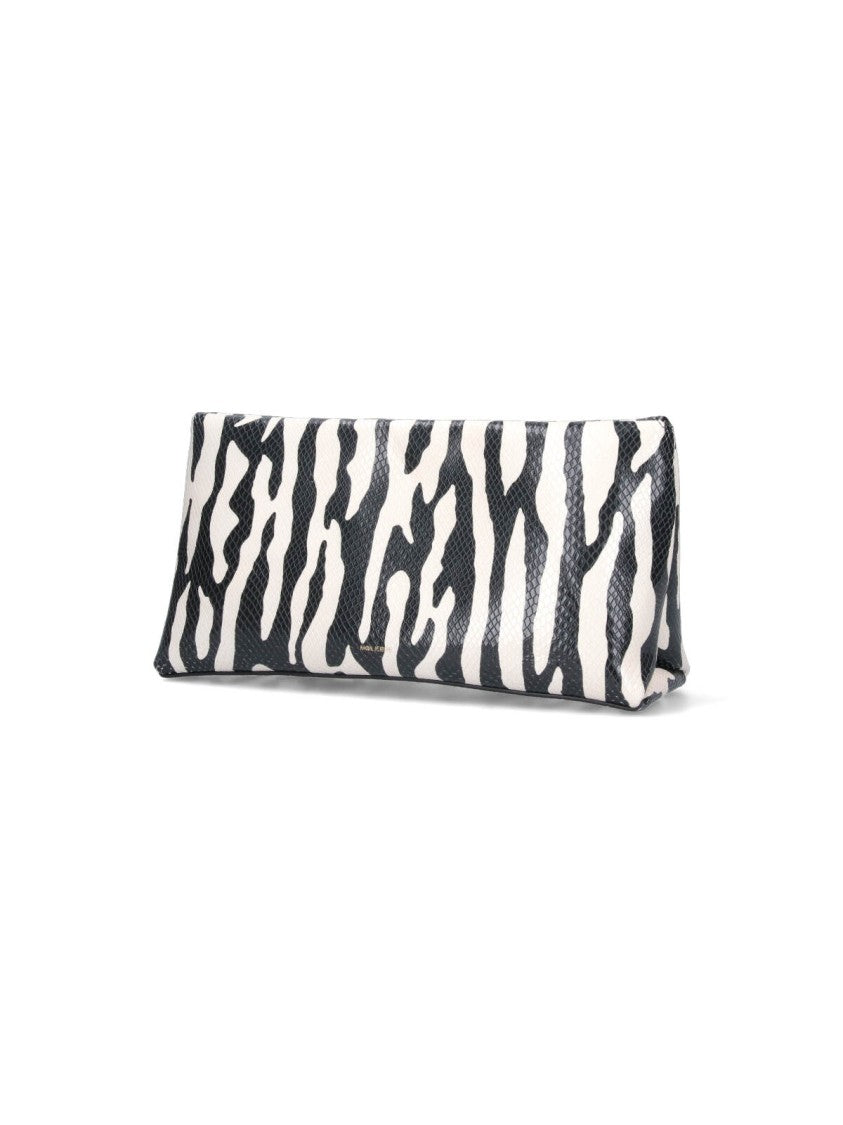 Mouliebre "Carlotta" Zebra Print Clutch – White