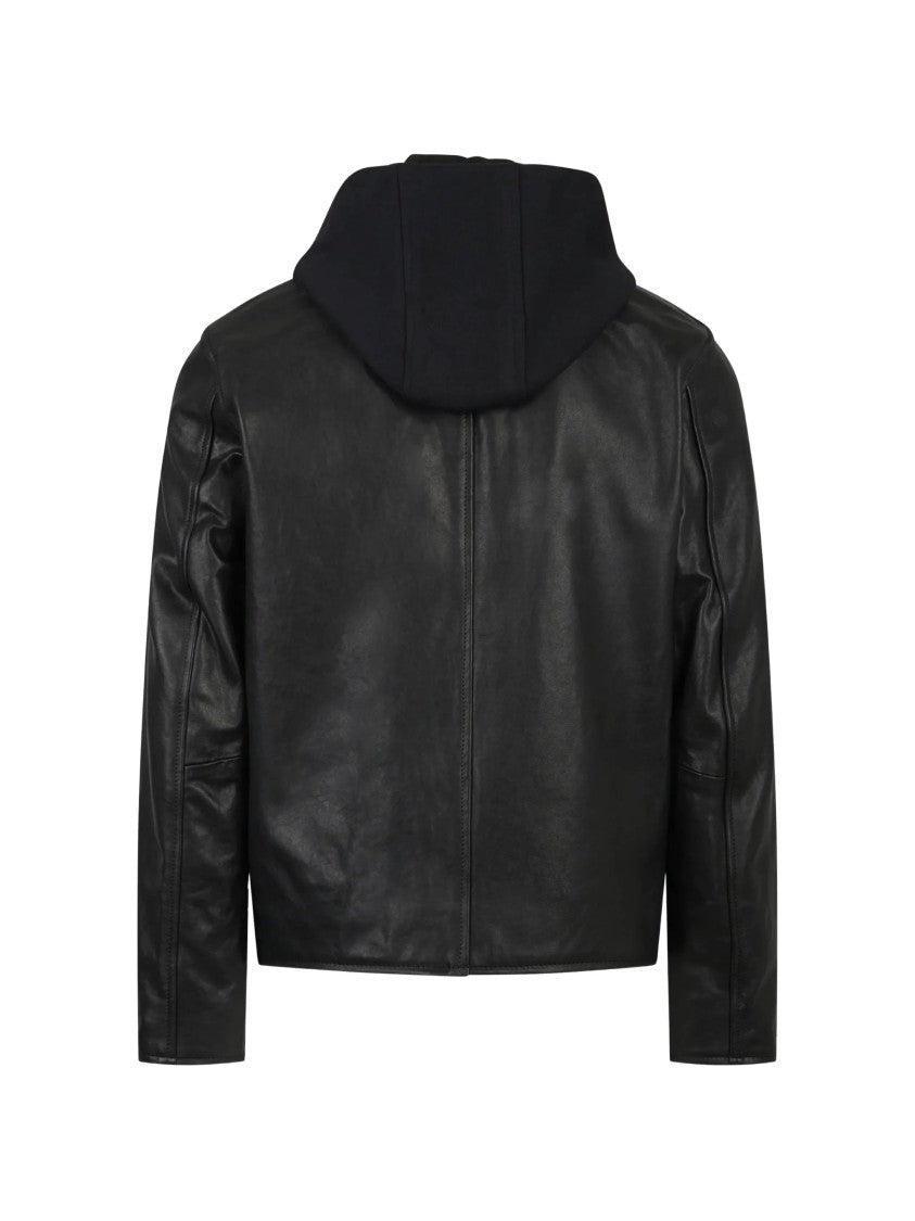 Dondup Black Lambskin Leather Biker Jacket