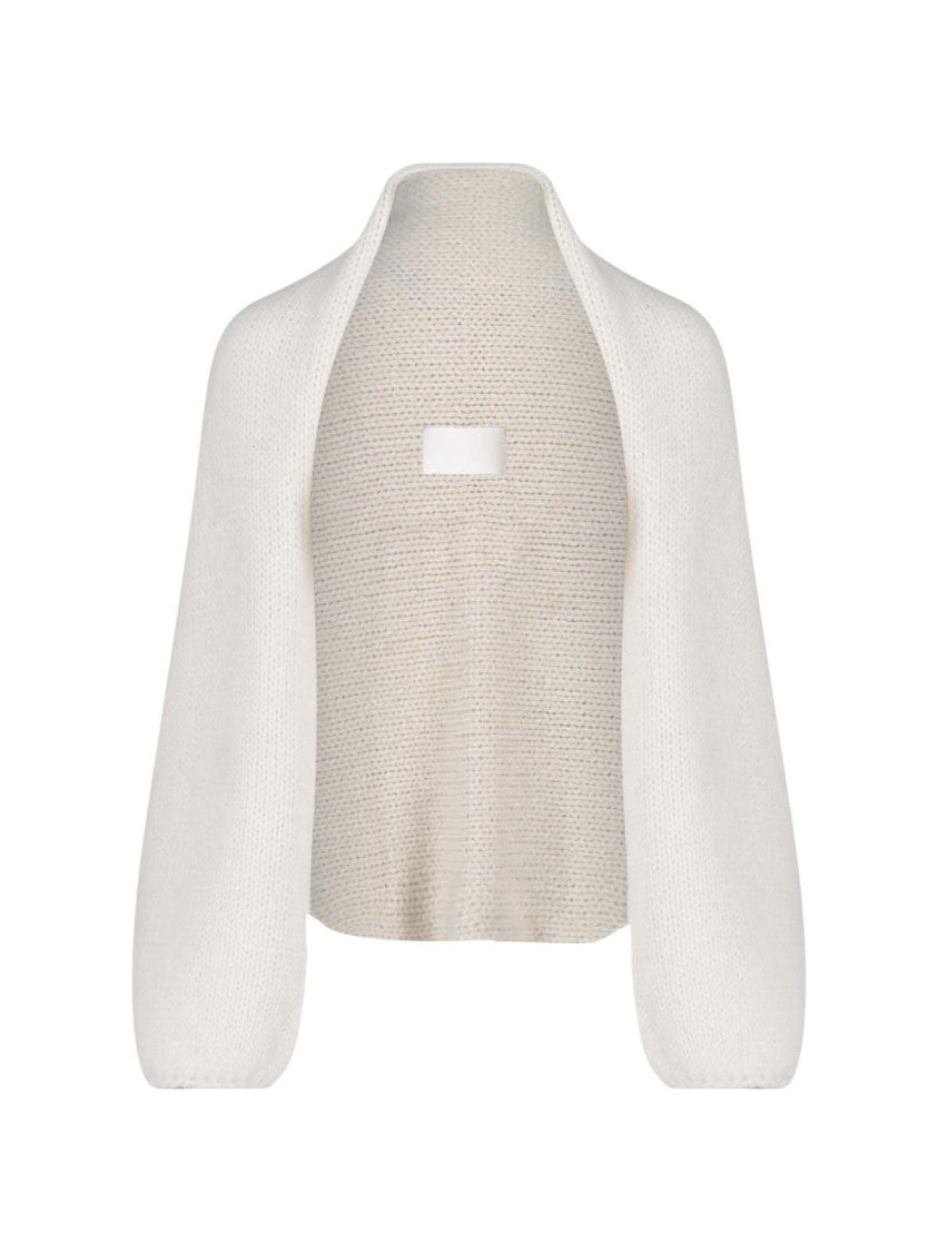 Pampa The Brand White Wide Neck Long-Sleeve Alpaca Cardigan